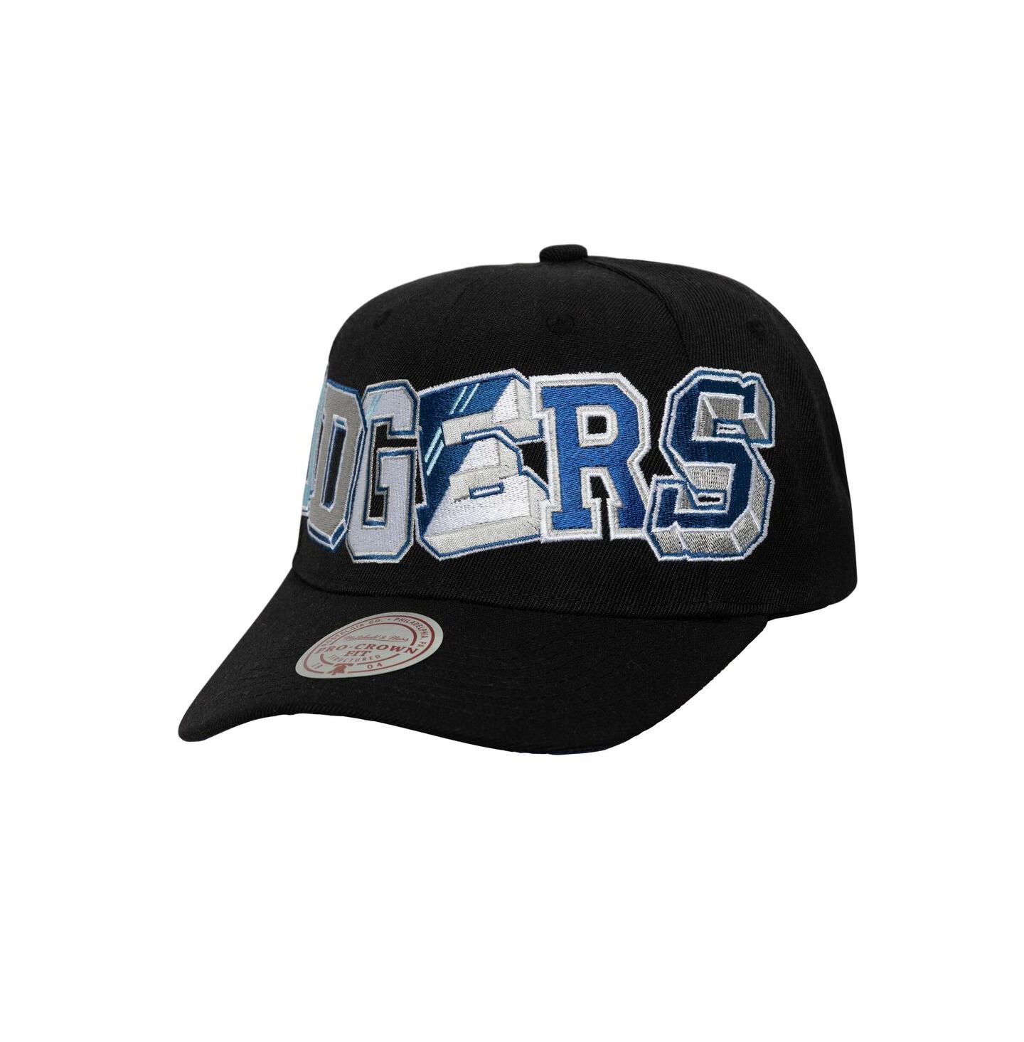 Мужская кепка Mitchell & Ness Black Los Angeles Dodgers Hyper Type Pro Crown Snapback Hat — фото 1