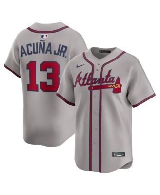 Nike - Men's Ronald Acu&ntilde;a Jr. Gray Atlanta Braves Road Limited Player Jersey