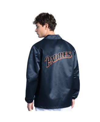 Мужская тренерская куртка Starter's Navy San Diego Padres Cooperstown Collection Point Man с полной застежкой на пуговицы