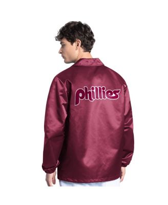 Men's Burgundy Philadelphia Phillies Cooperstown Collection Point Man Full-Snap Coaches Jacket