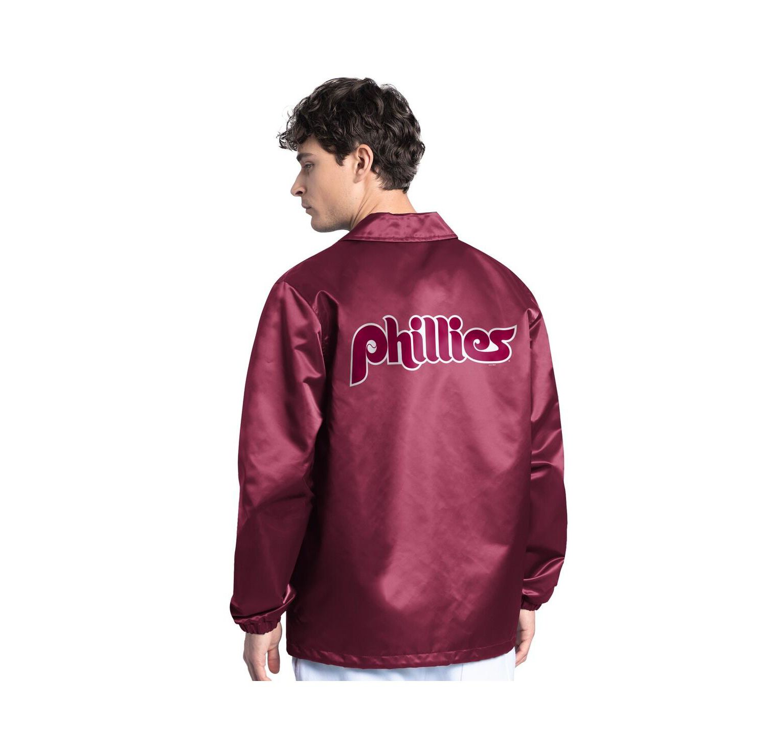 Men's Burgundy Philadelphia Phillies Cooperstown Collection Point Man Full-Snap Coaches Jacket