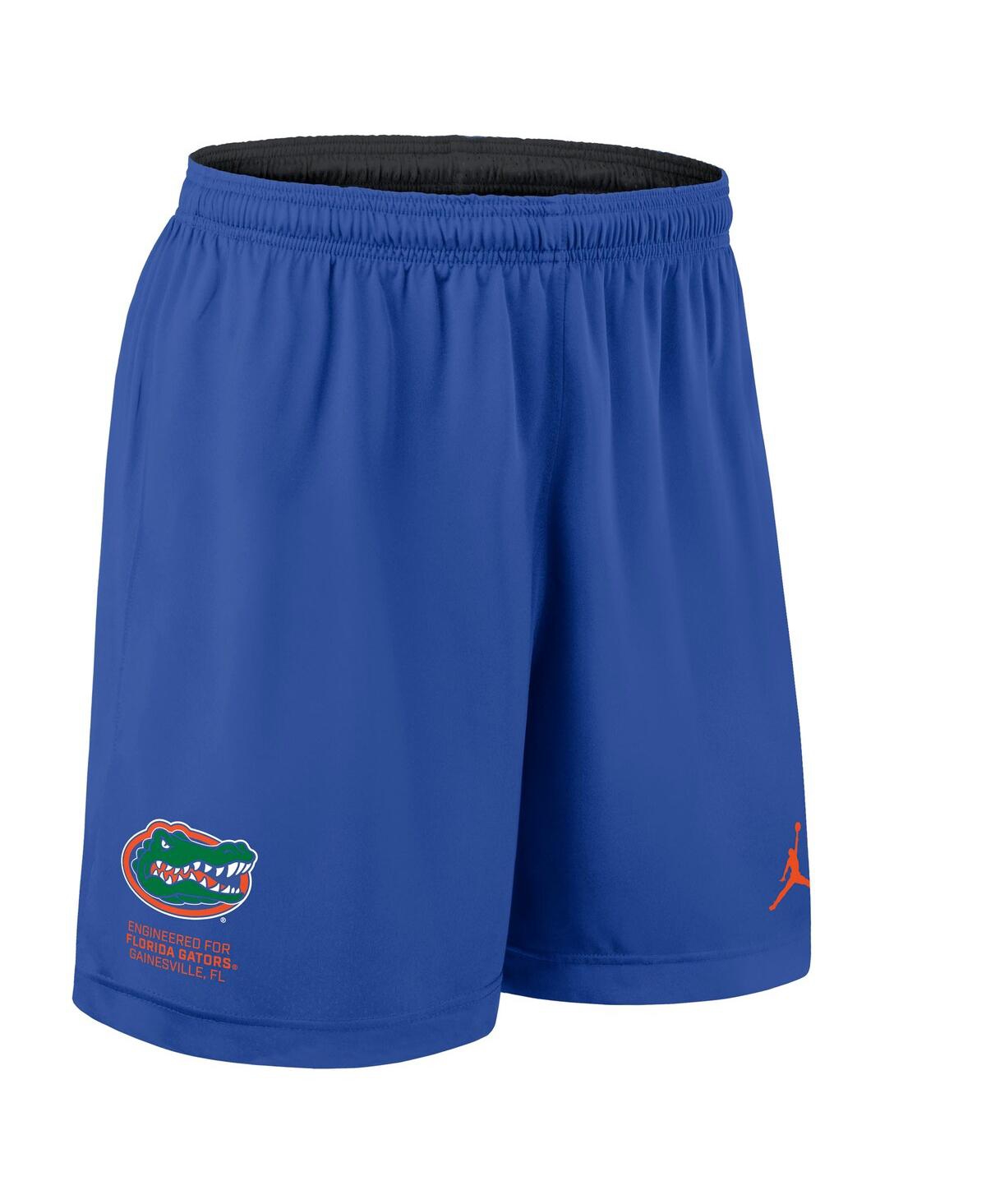 JORDAN MEN'S BLACK/ROYAL FLORIDA GATORS 2025 SIDELINE REVERSIBLE PERFORMANCE SHORTS 