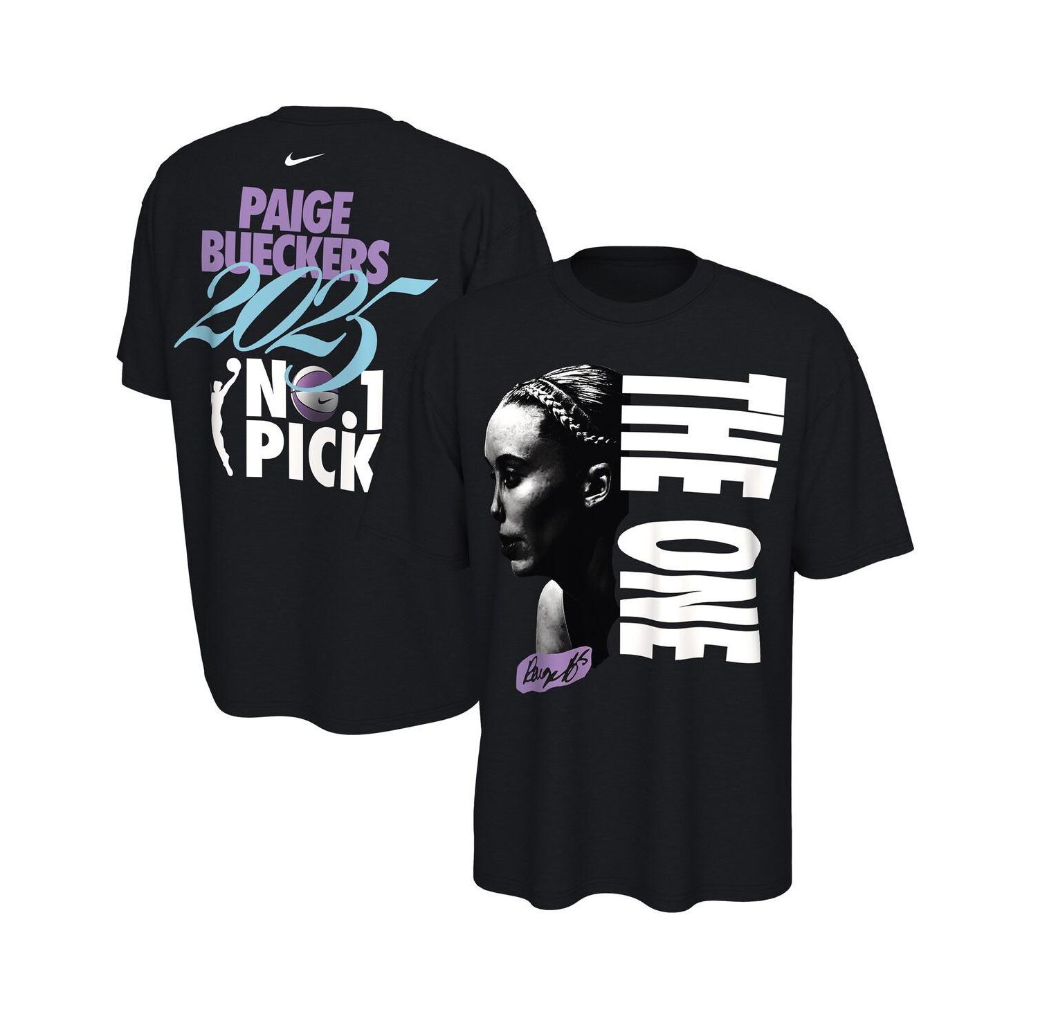 Men's and Women's Paige Bueckers Black 2025 WNBA Draft The One T-Shirt