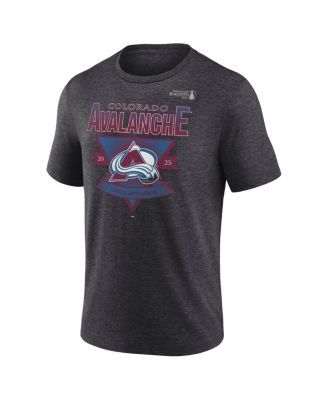 Мужская футболка Fanatics Heather Charcoal Colorado Avalanche 2025 с трехслойной перекладиной для плей-офф Кубка Стэнли.