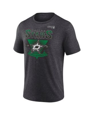 Мужская футболка Fanatics Heather Charcoal Dallas Stars 2025 с трехслойной перекладиной для плей-офф Кубка Стэнли.