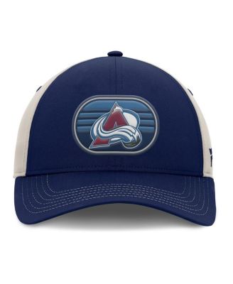 Мужская темно-серая шапка дальнобойщика из Колорадо Эвеланш Плей-офф Кубка Стэнли 2025 Fanatics в раздевалке с регулируемой посадкой