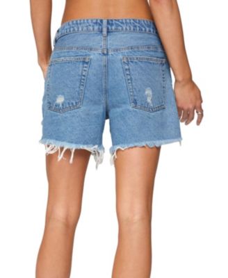 Женские джинсовые шорты Cale Distressed с низкой посадкой от Edikted