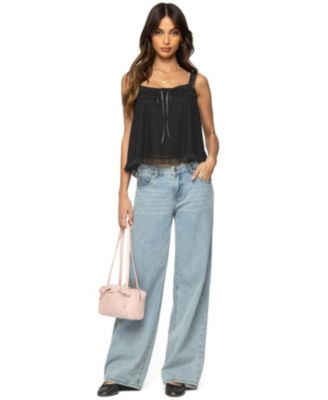 Women's Ruffle Mesh Babydoll Tank Top