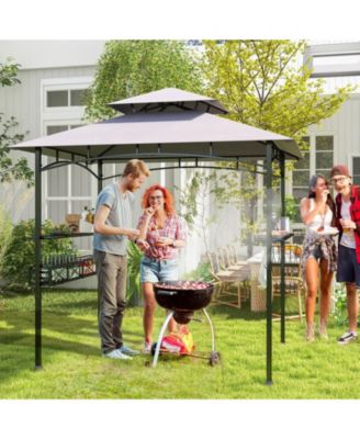 8 x 5 FT Outdoor Grill Gazebo with 2 Side Shelves and 20 Hooks