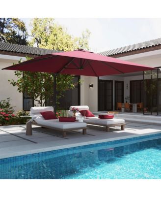 156"W x 120"D Rectangular Cantilever Umbrella with Detachable -level Brightness LED Light with Weight Base Included