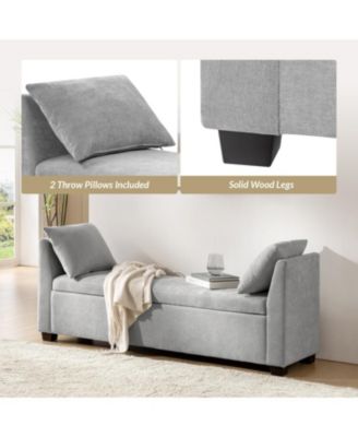 Bruno Modern Storage Bench with Rubber Wood Legs