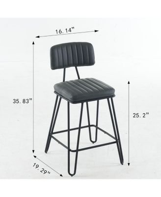 25.2'' Set of 2  PU Leather Upholstery and Metal Frame - Counter Height Chairs with Backrest for Kitchen Island or Dining Room