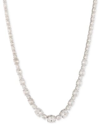 Теннисное колье Givenchy серебристого цвета со смешанной огранкой из кубического циркония, удлинитель 16 дюймов + 3 дюйма