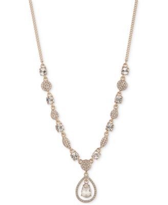 Givenchy - Gold-Tone Crystal Pear-Shape Orbital Pendant Necklace, 16" + 3" extender