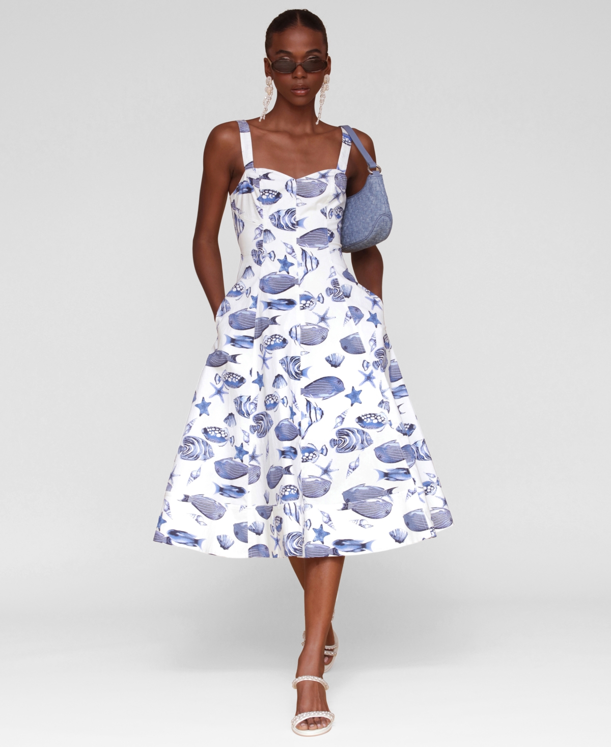 Shop Avec Les Filles Women's Printed A-line Midi Dress