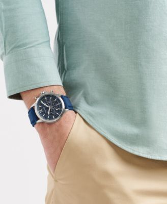 Men's Chronograph or Date Blue Silicone Watch, 45mm