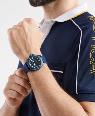 Men's Analog Blue Silicone Watch, 44mm