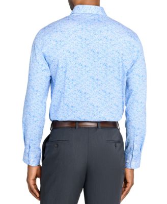 Мужская рубашка MICHELSONS OF LONDON с цветочным принтом Hybrid Slim Fit, легкая в уходе, с длинным рукавом