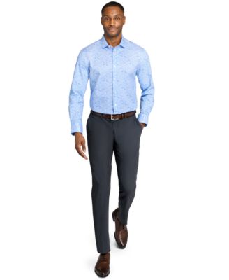 Men's Floral Print Hybrid Slim Fit Easy Care Long Sleeve Shirt