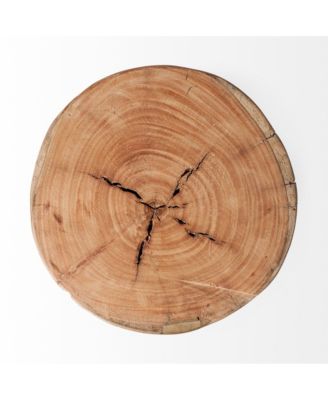 15" Dark Brown And Brown Distressed Reclaimed Wood Round End Table