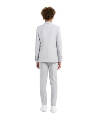 Big Boys Groovy Grey Slim Fit Solid Suit Including Blazer, Pants and Clip-On-Tie