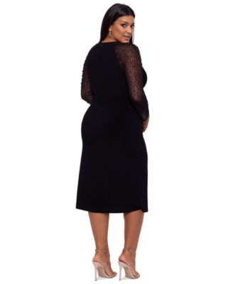 Betsy & Adam Plus Size Embellished-Sleeve Bodycon Dress