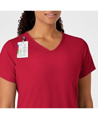 Women's W123 Y-Neck Wrap Scrub Top