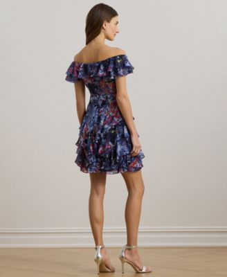 Женское коктейльное платье с открытыми плечами и принтом от Lauren Ralph Lauren