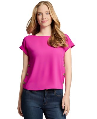 Womens Button Side Cuffed Top Xs Pxl