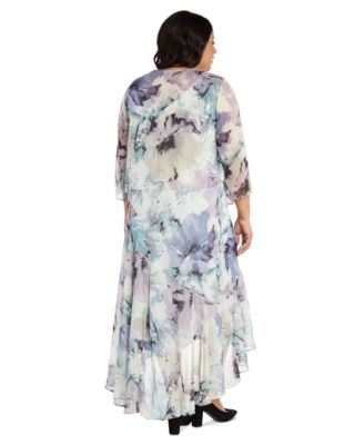 R & M Richards Plus Size Printed Sleeveless Midi Dress & Cropped Jacket
