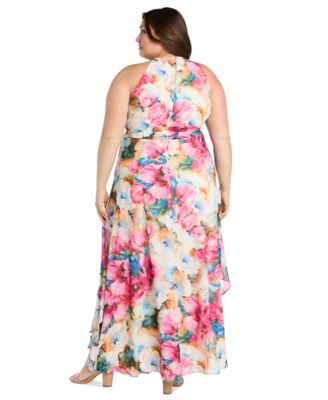 Платье без рукавов с принтом на бретельках R & M Richards Plus Size