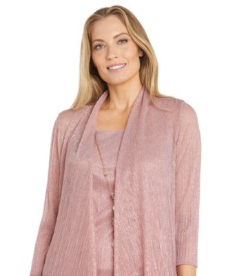 3-Pc. Metallic Jacket, Necklace Top & Pants Set