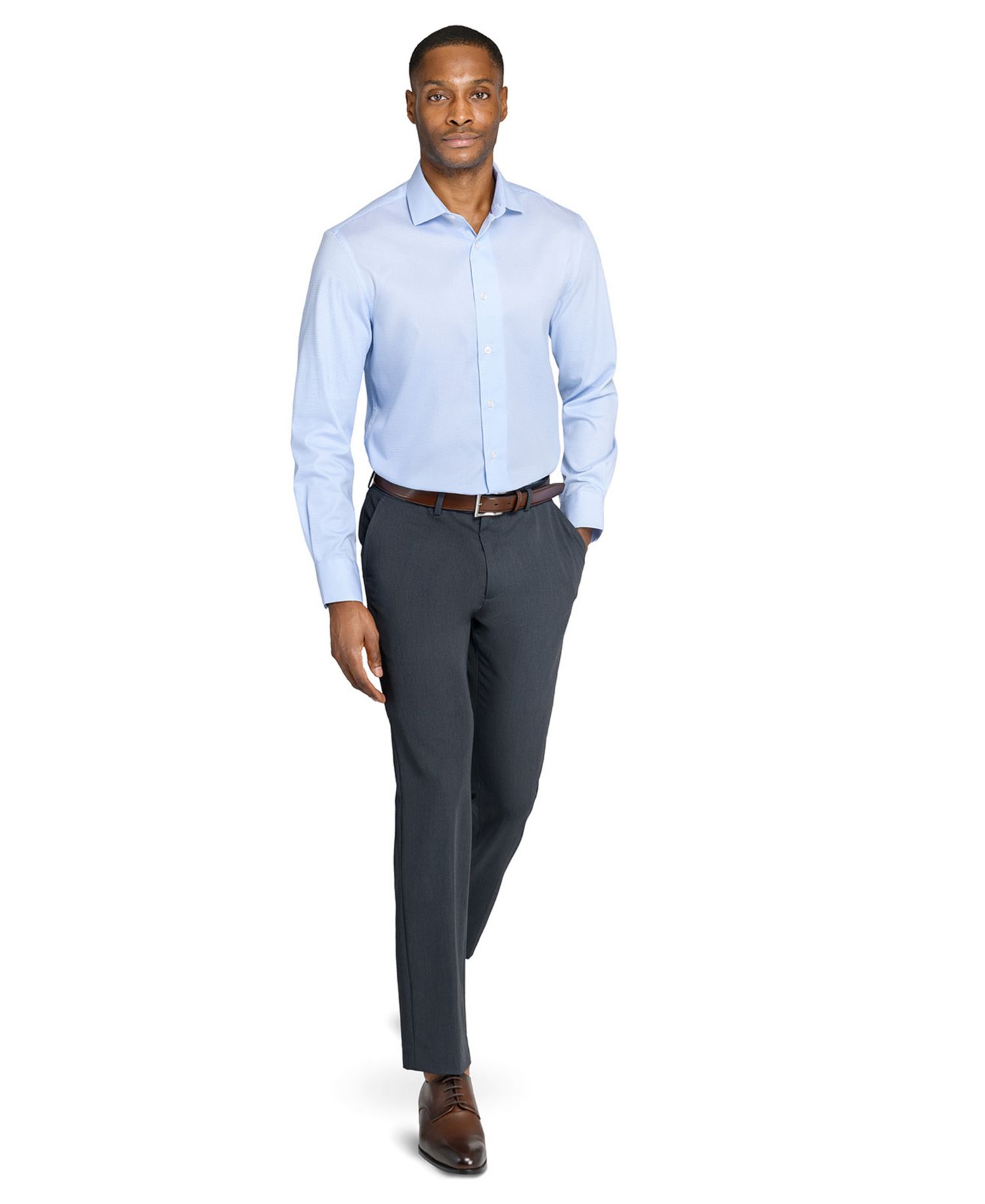 Men's Houndstooth Hybrid Slim Fit Easy Care Long Sleeve Shirt