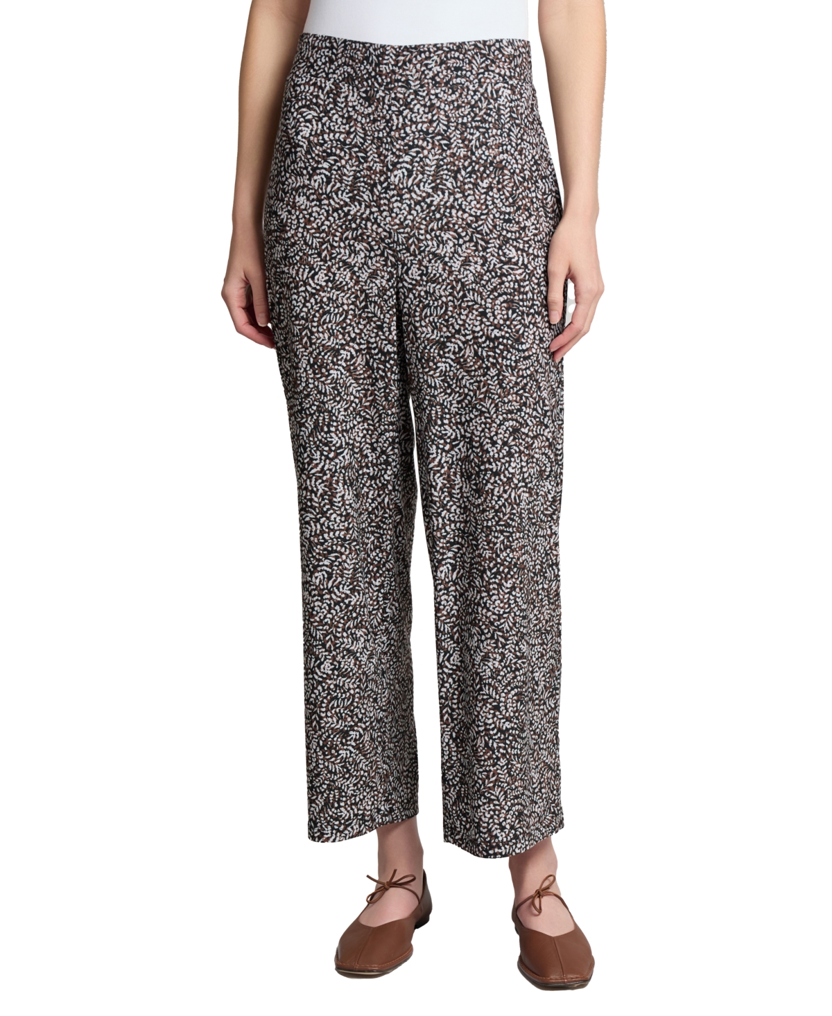 Jones New York Pull-on Crop Wide Leg Pants In Black
