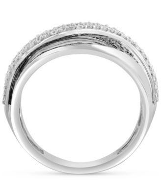 EFFY&reg; Black & White Diamond Multi-Row Ring (7/8 ct. t.w.) in 14k White Gold