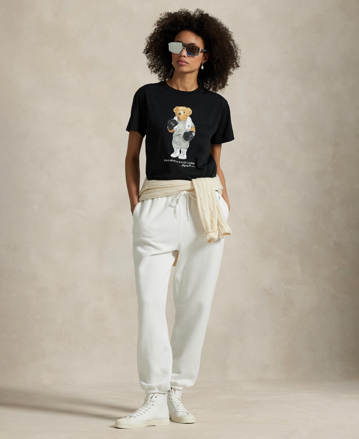 Polo Ralph Lauren Womens Polo Black Bear-print Short-sleeves Cotton-jersey T-shirt