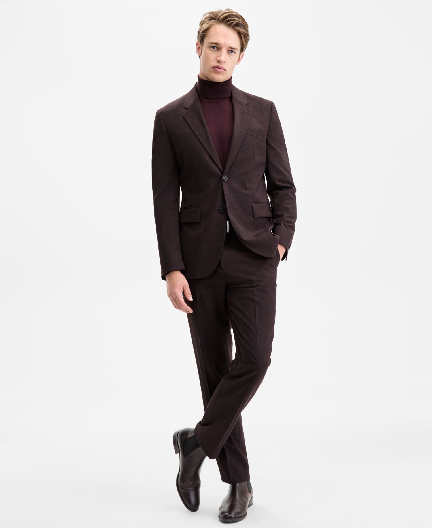 Men's Modern-Fit Plaid Suit Pants