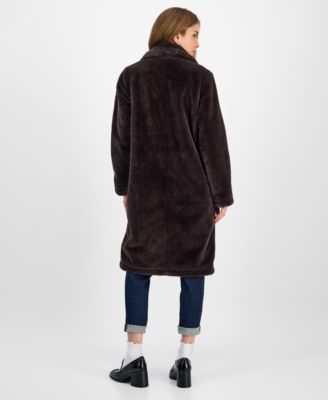 Juniors' Faux-Fur Double-Breasted Coat, Created for Macy's
