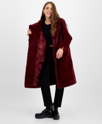 Juniors' Faux-Fur Double-Breasted Coat, Created for Macy's