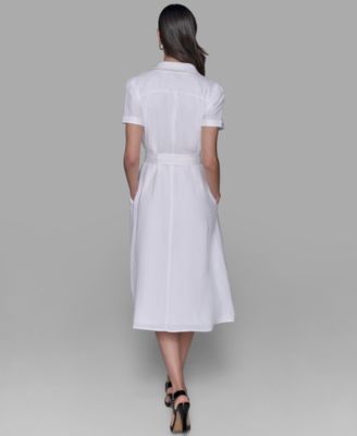 Новинка от KARL LAGERFELD PARIS Petite-миди-рубашка с завязкой на талии и пуговицами