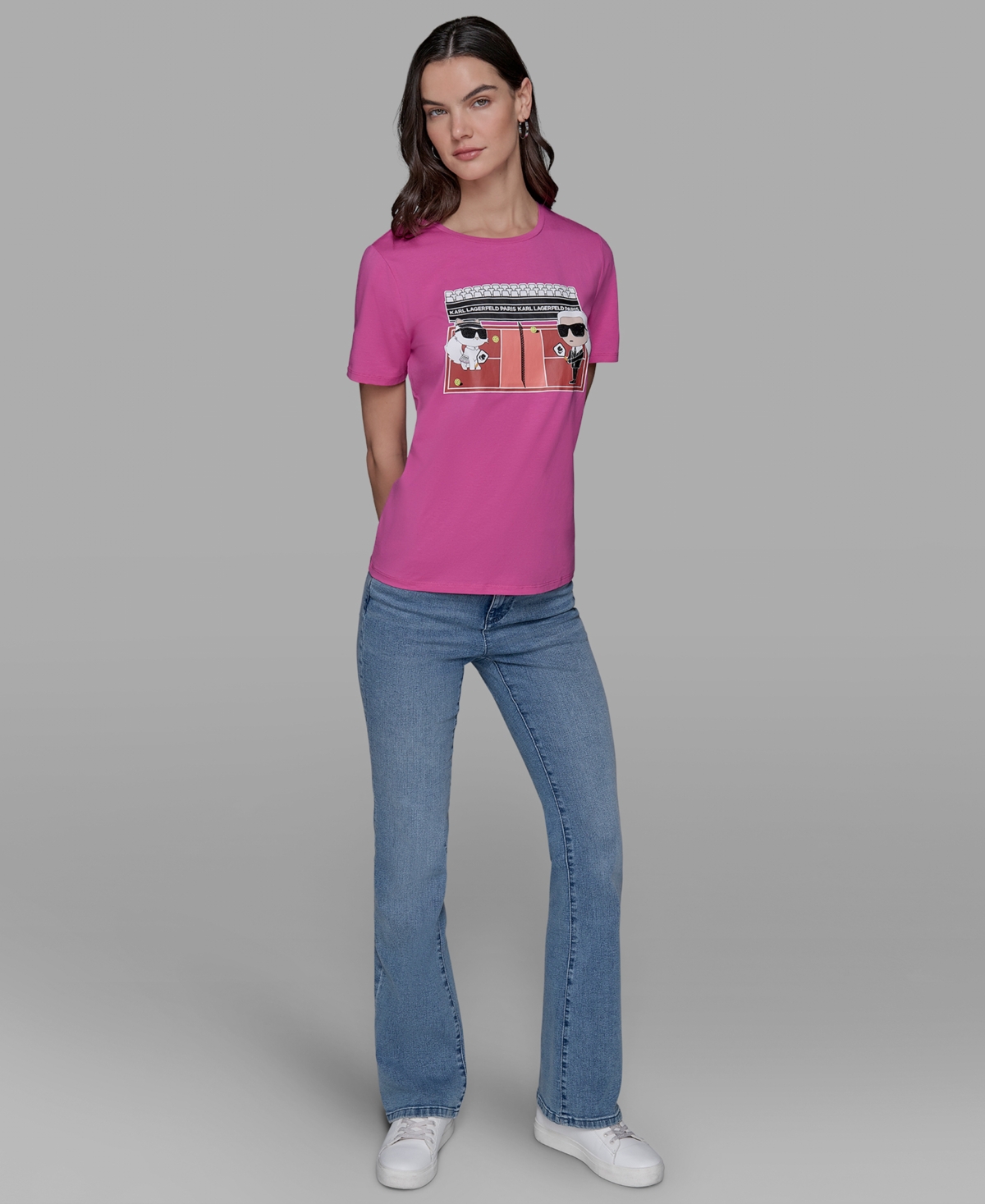 Karl Lagerfeld Petite Karl & Choupette Graphic Tee