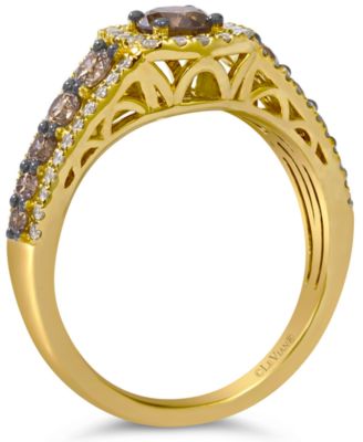 Chocolate Diamond & Nude Diamond Halo Ring (1-1/4 ct. t.w.) in 14k Gold