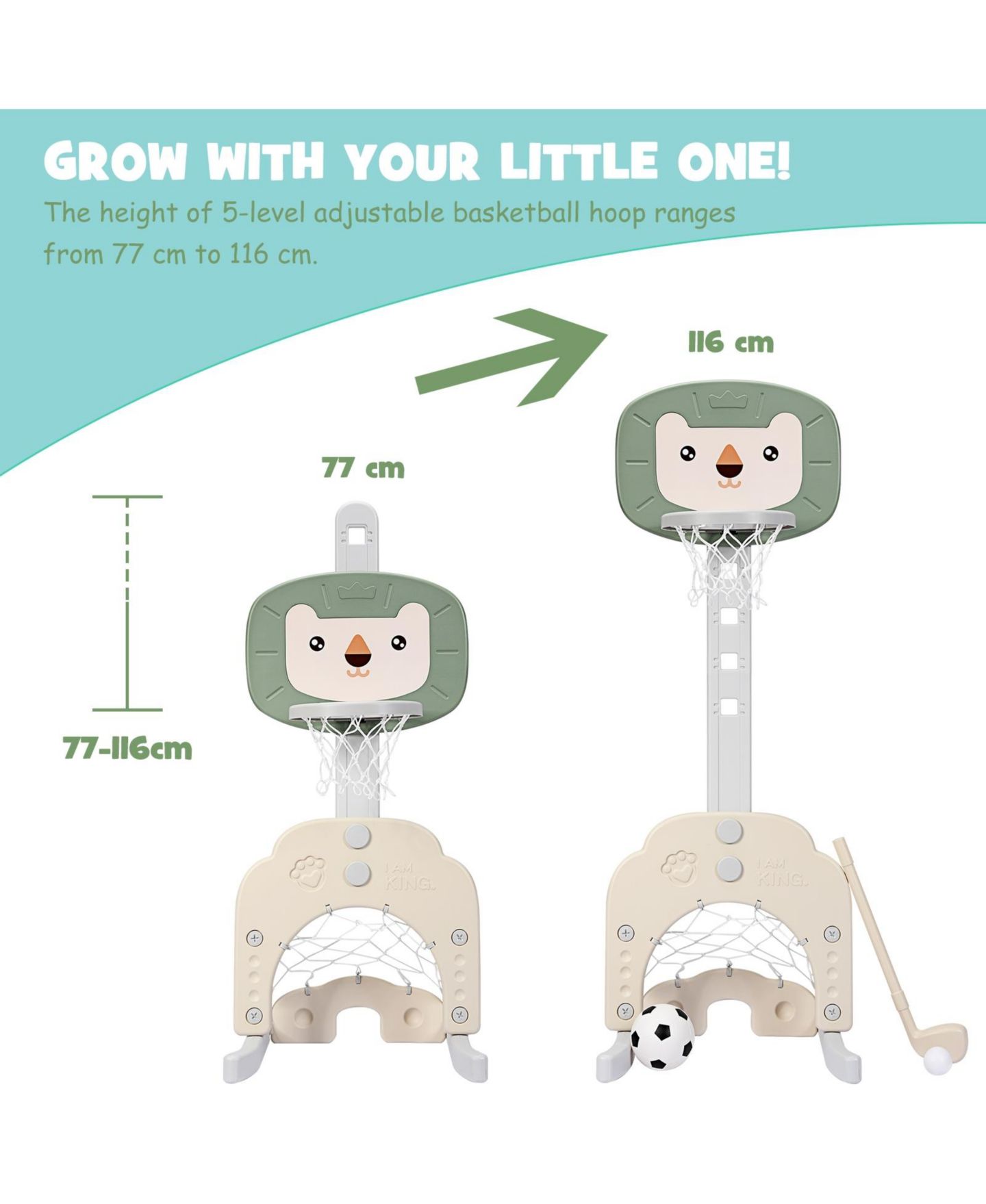 Детские игрушки Mecale 3-in-1 Adjustable Basketball Hoop Sports Set, Ages 2-7, цвет: Серый — фото 6
