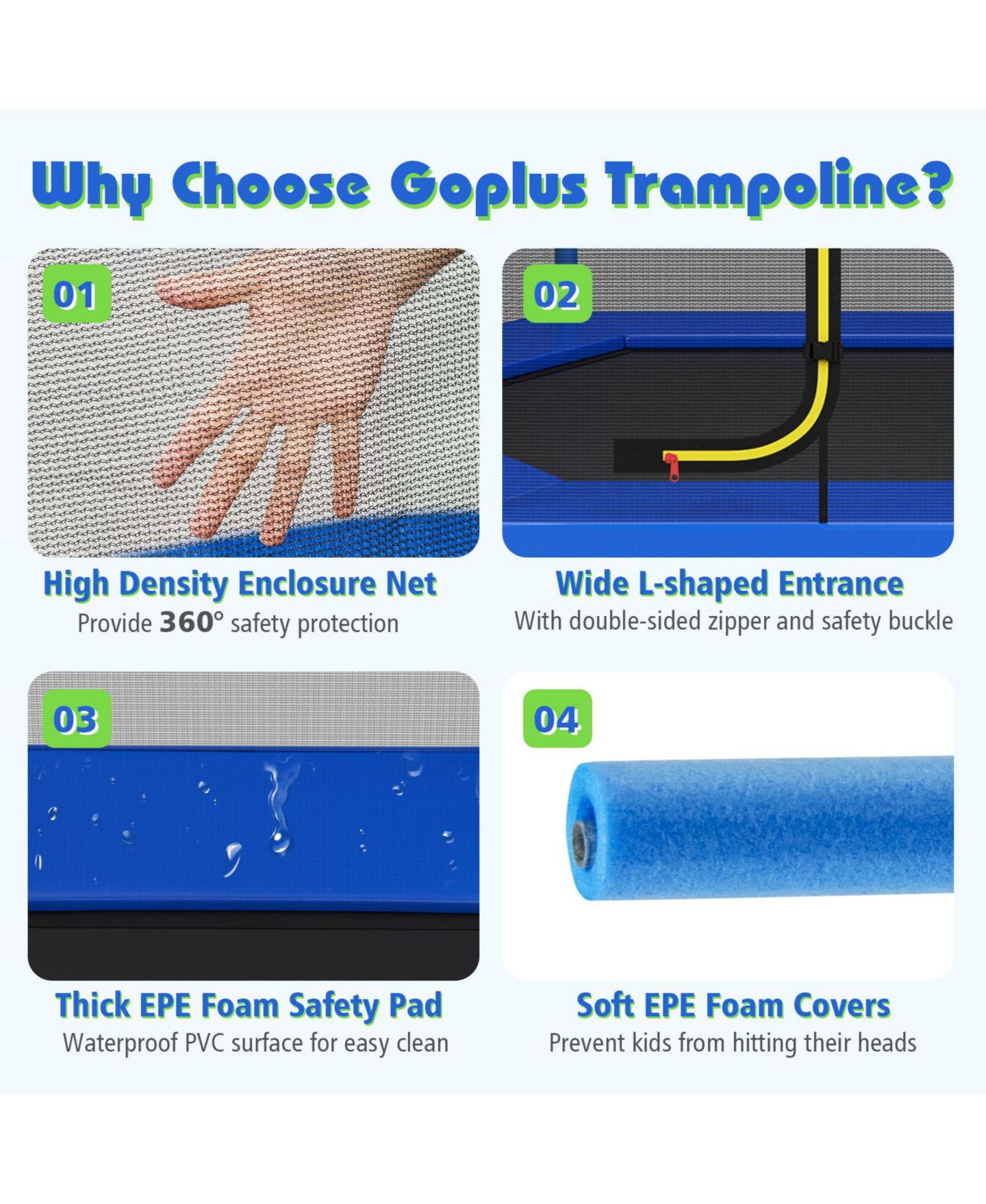 Детская игрушка Mecale 7 Feet Recreational Safety Net Trampoline, 1-3 Players, Ages 3+, цвет: Синий — фото 5