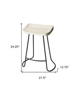 Wood and Iron Backless Counter Height Bar Chair