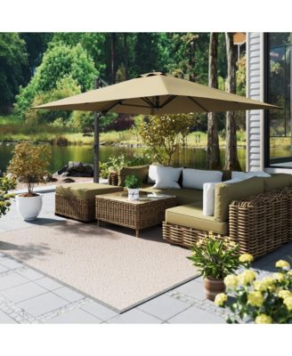 156"W x 120"D Rectangular 360 Degree Rotation Cantilever Umbrella w/ Weight Base Included