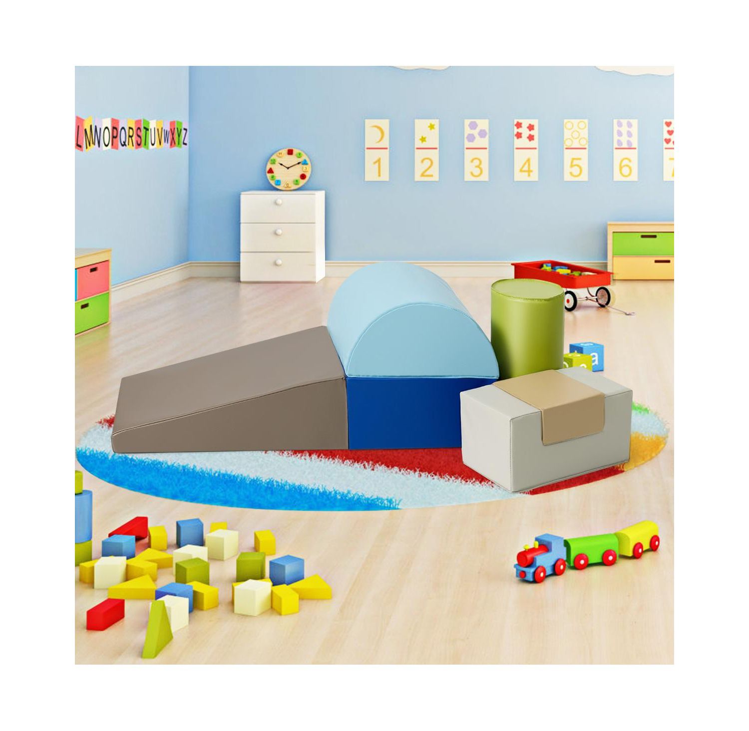 6 Piece Climb Crawl Play Set Indoor Kids Toddler