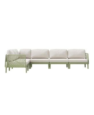 Modern 6-Piece Polypropylene Resin Modular L Shaped Corner Patio Furniture Sectional
