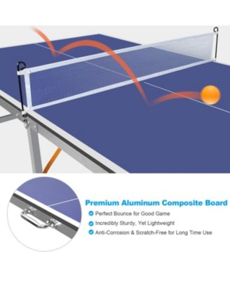 6 ft. Mid-Size Foldable Table Tennis Table Ping Pong Table Set with Net, 2 Paddles and 3 Balls for Indoor Outdoor