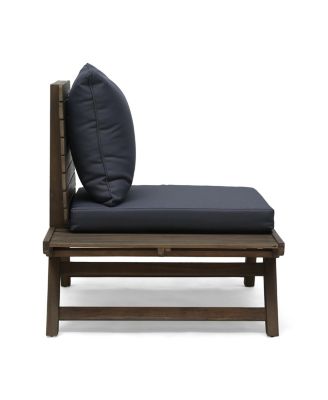 Sedona Outdoor Acacia Wood Club Chairs with Dark Gray Removable Cushions, Wood Outdoor Patio Lounge Chairs